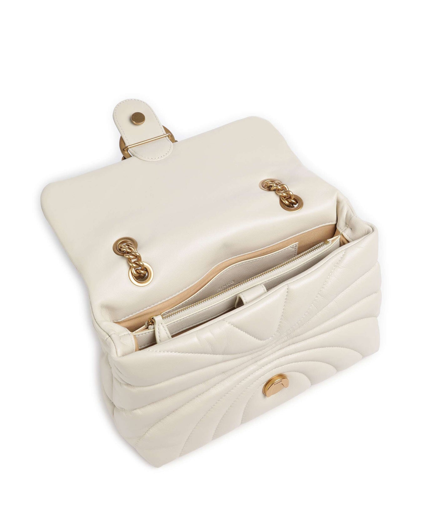 Pinko Love Puff Classic Shoulder bag bianco seta/antique gold