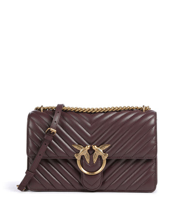 Pinko Love One Classic Axelremsväska cioccolato amaro/antique gold