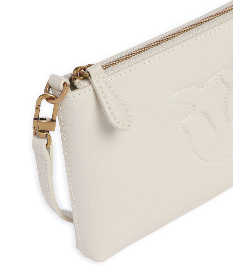 Pinko Flat Mini Crossbody bag bianco seta/antique gold