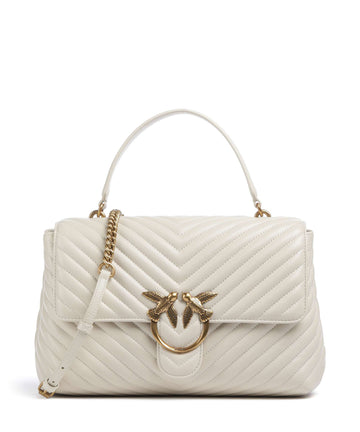 Pinko Love Lady Puff Big Handväskor bianco seta/antique gold