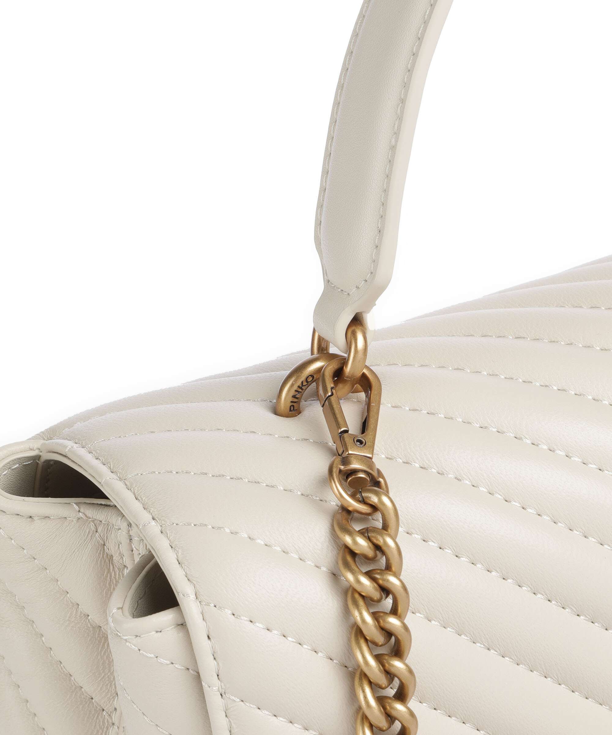 Pinko Love Lady Puff Big Handbag bianco seta/antique gold