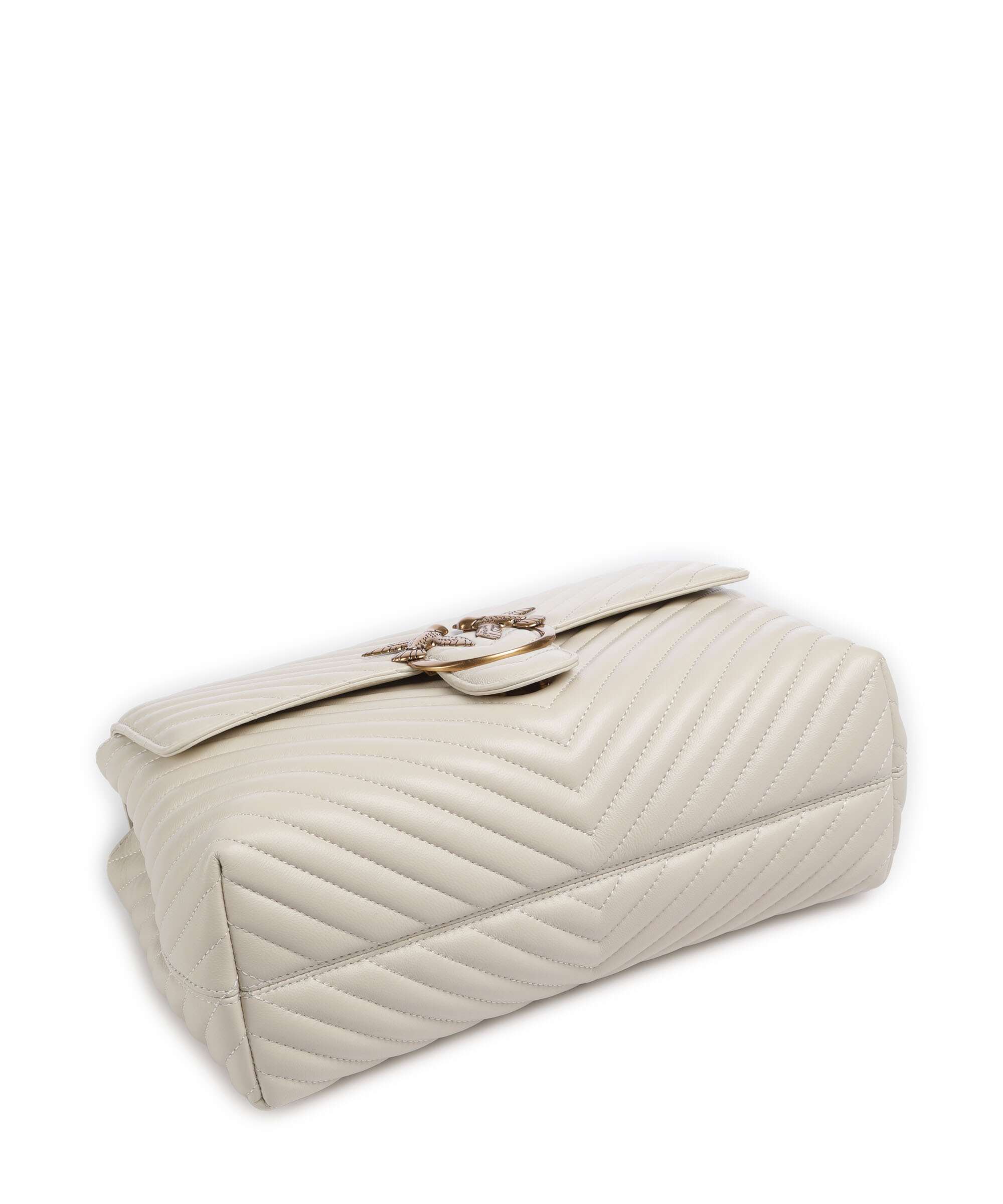 Pinko Love Lady Puff Big Handbag bianco seta/antique gold
