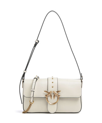 Pinko Love One Classic Slouchy Axelremsväska bianco seta/antique gold
