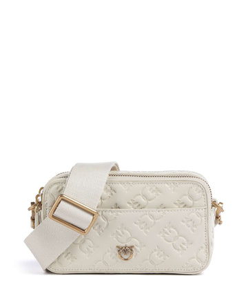 Pinko Mini Crossover väska bianco seta/antique gold
