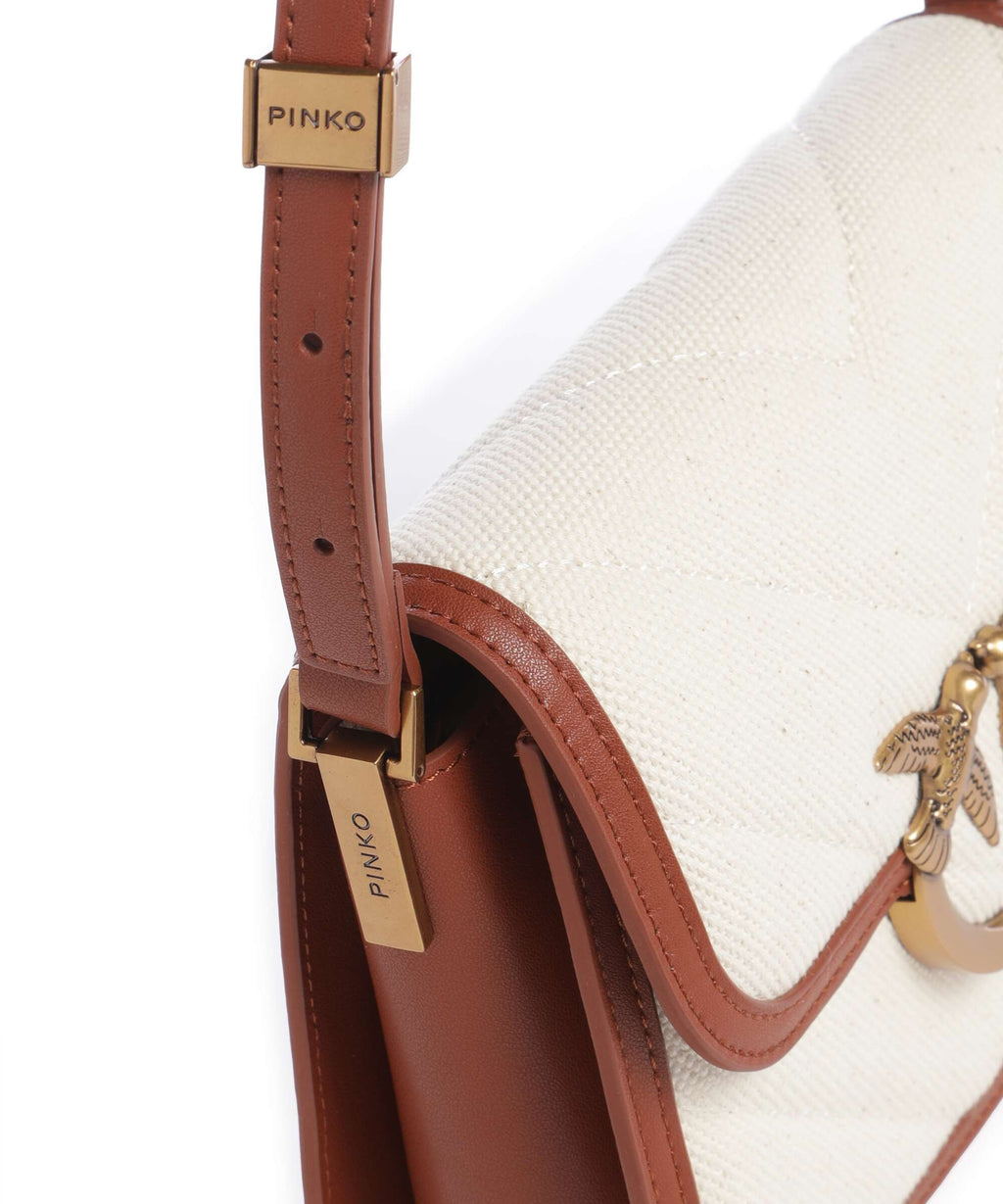 Pinko Love Box Mini Crossbody bag beige/marrone/antique gold