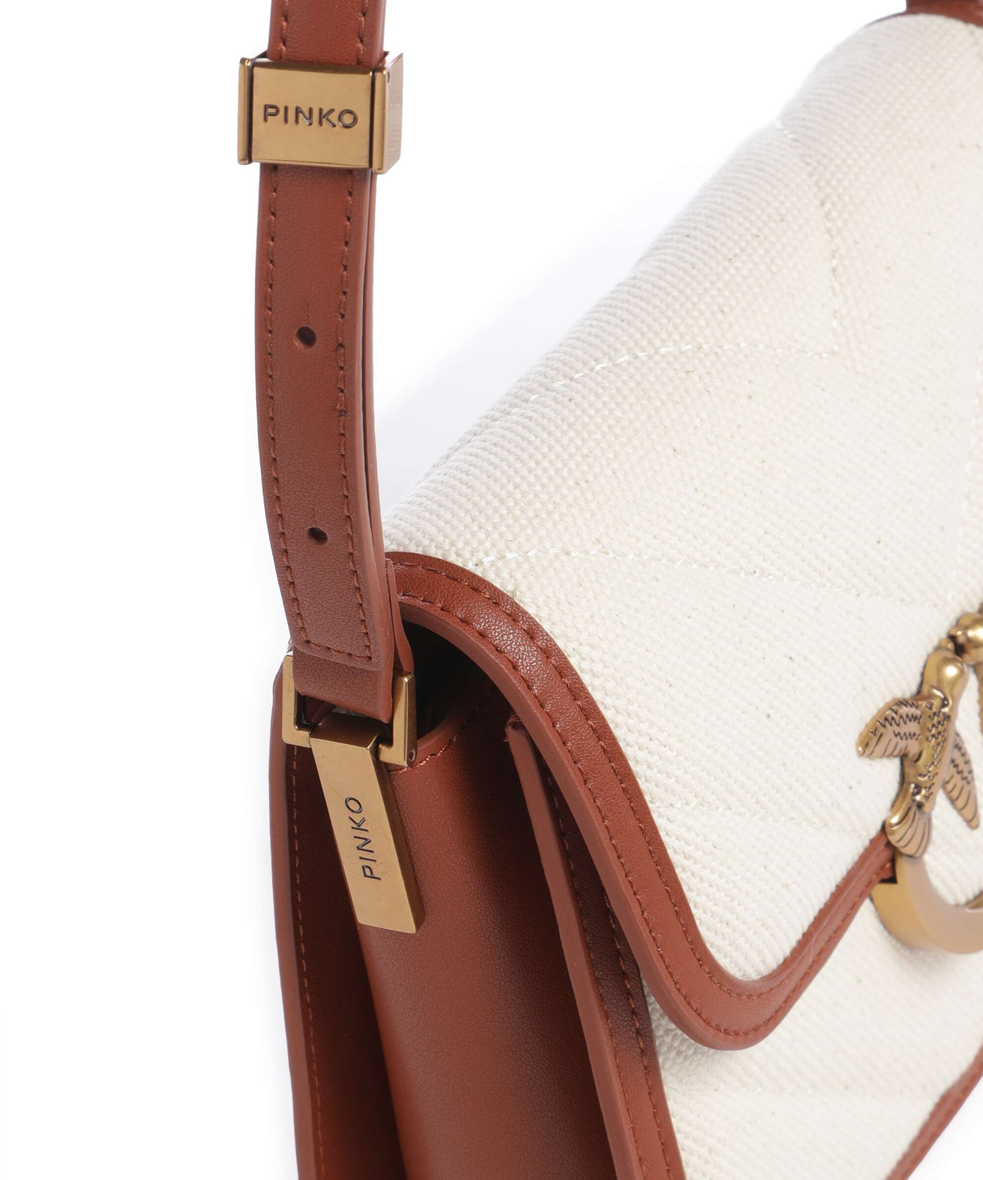 Pinko Love Box Mini Crossbody bag beige/marrone/antique gold