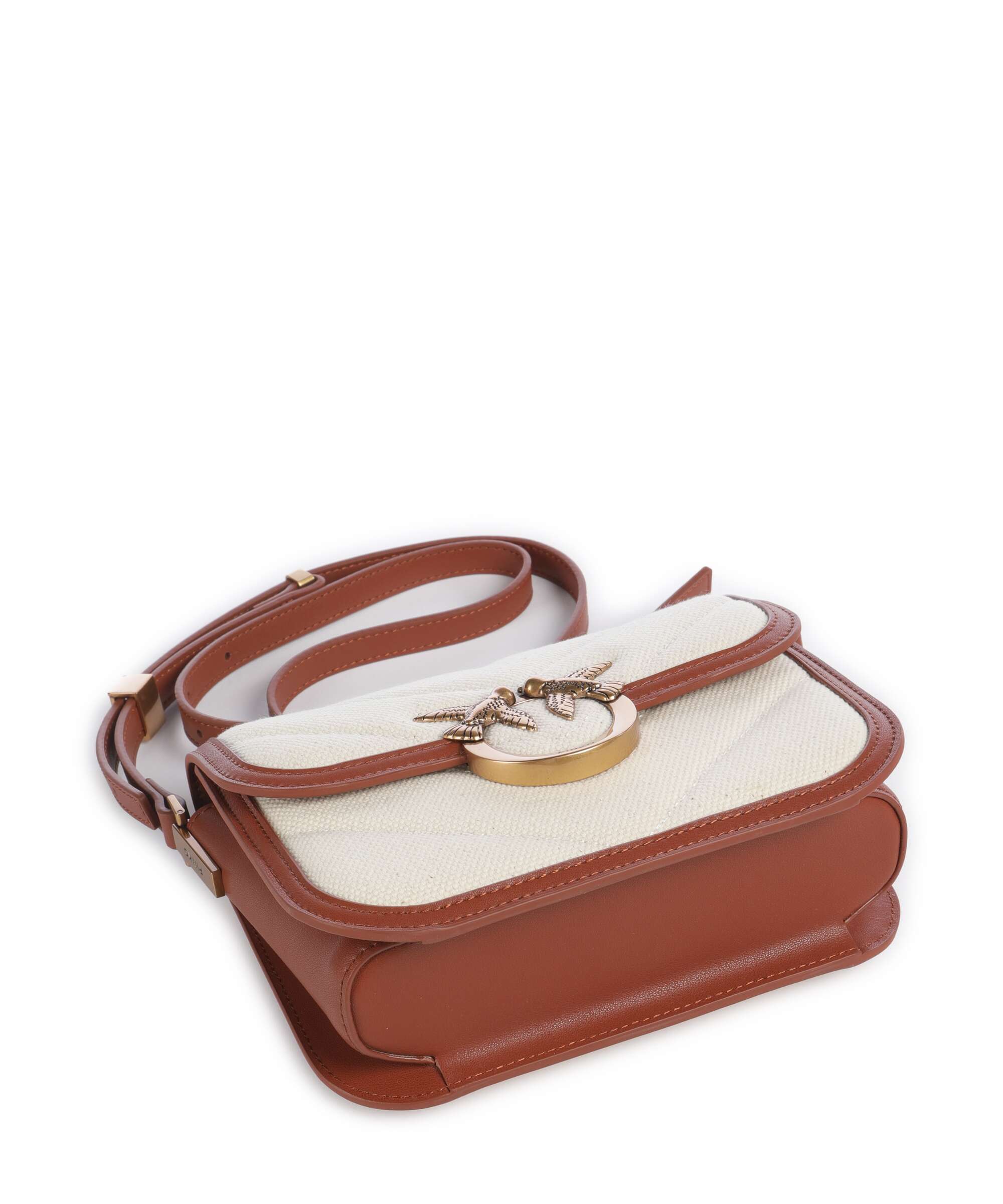 Pinko Love Box Mini Crossbody bag beige/marrone/antique gold