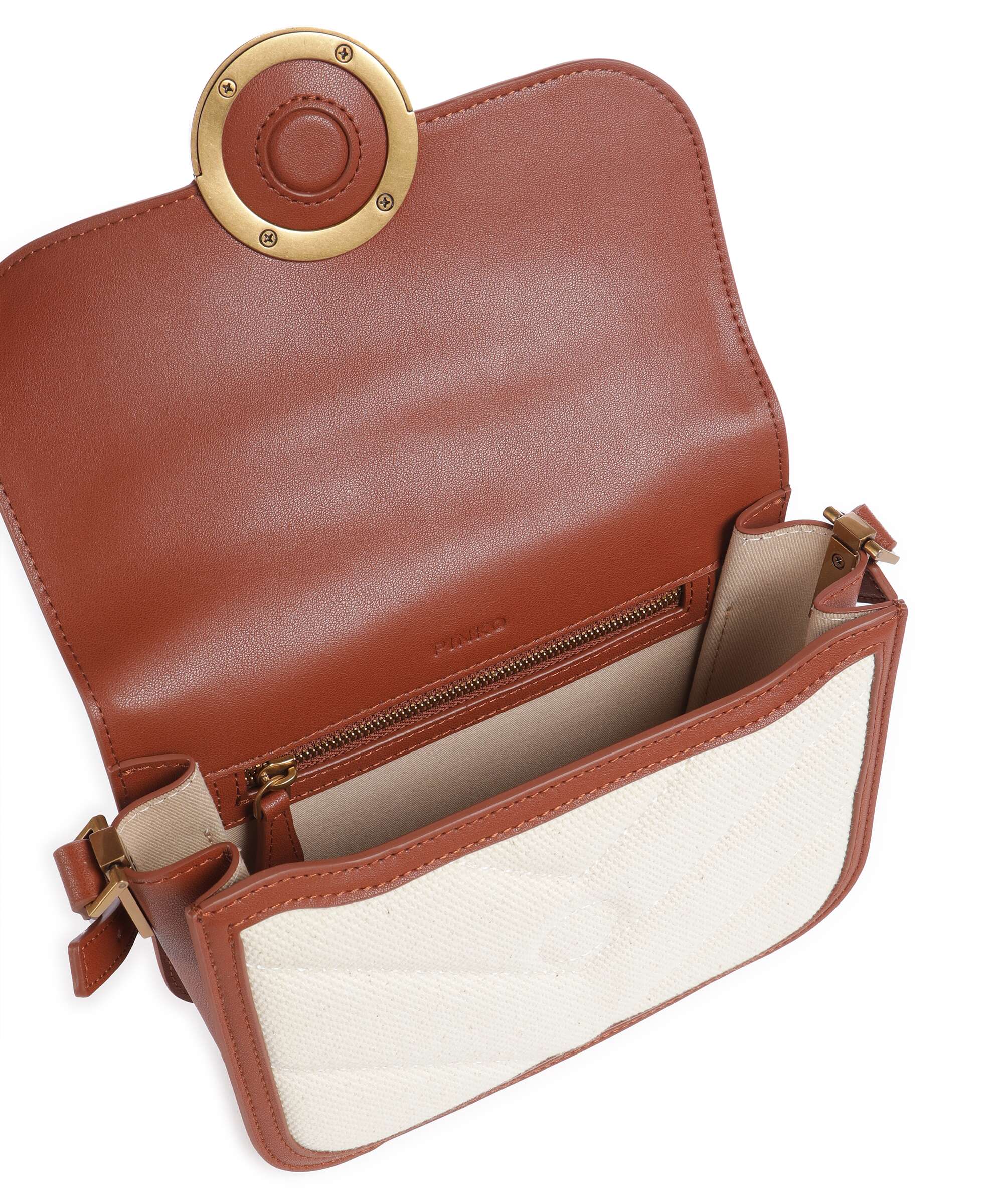 Pinko Love Box Mini Crossbody bag beige/marrone/antique gold