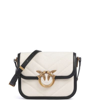 Pinko Love Box Mini Crossover väska beige/navy stripes