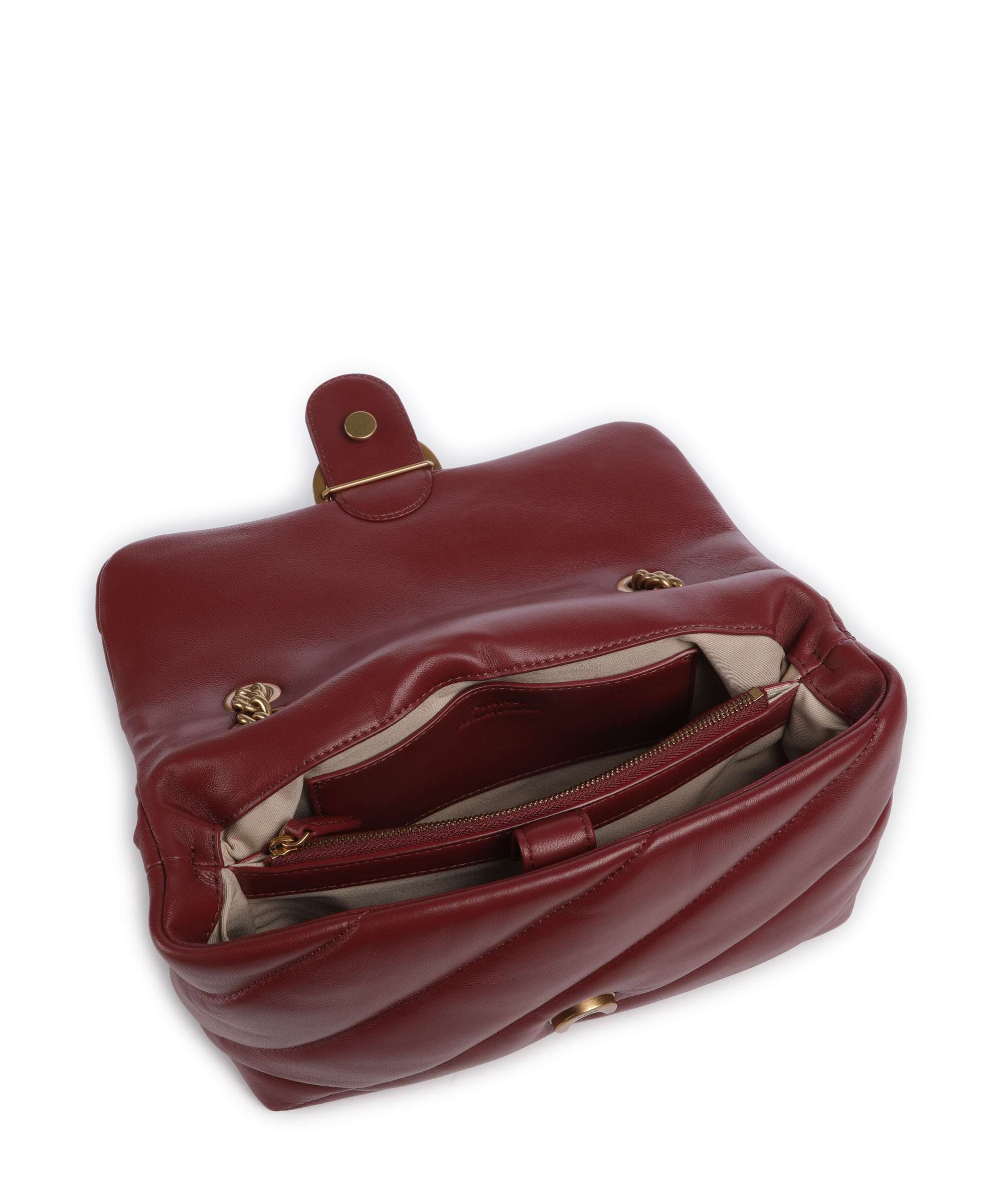 Pinko Love Puff Classic Shoulder bag bordeaux merlot/antique gold