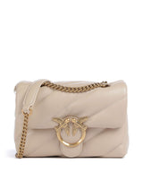 Pinko Love Puff Mini Axelremsväska beige/grigio fumo/antique gold