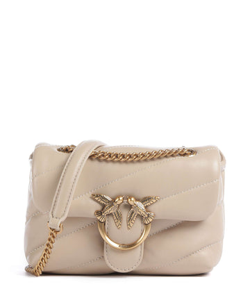Pinko Love Puff Baby Axelremsväska beige/grigio fumo/antique gold