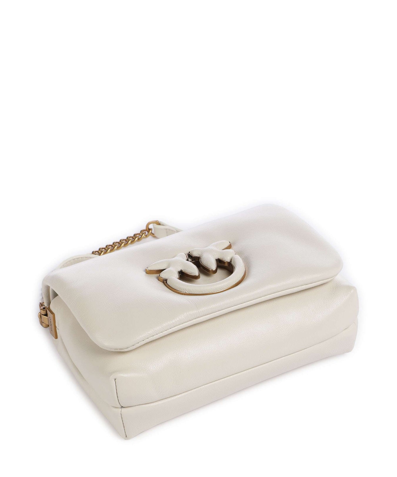 Pinko Love Click Puff Baby Crossbody bag bianco seta/antique gold