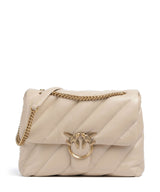 Pinko Love Puff Big Axelremsväska beige/grigio fumo/antique gold