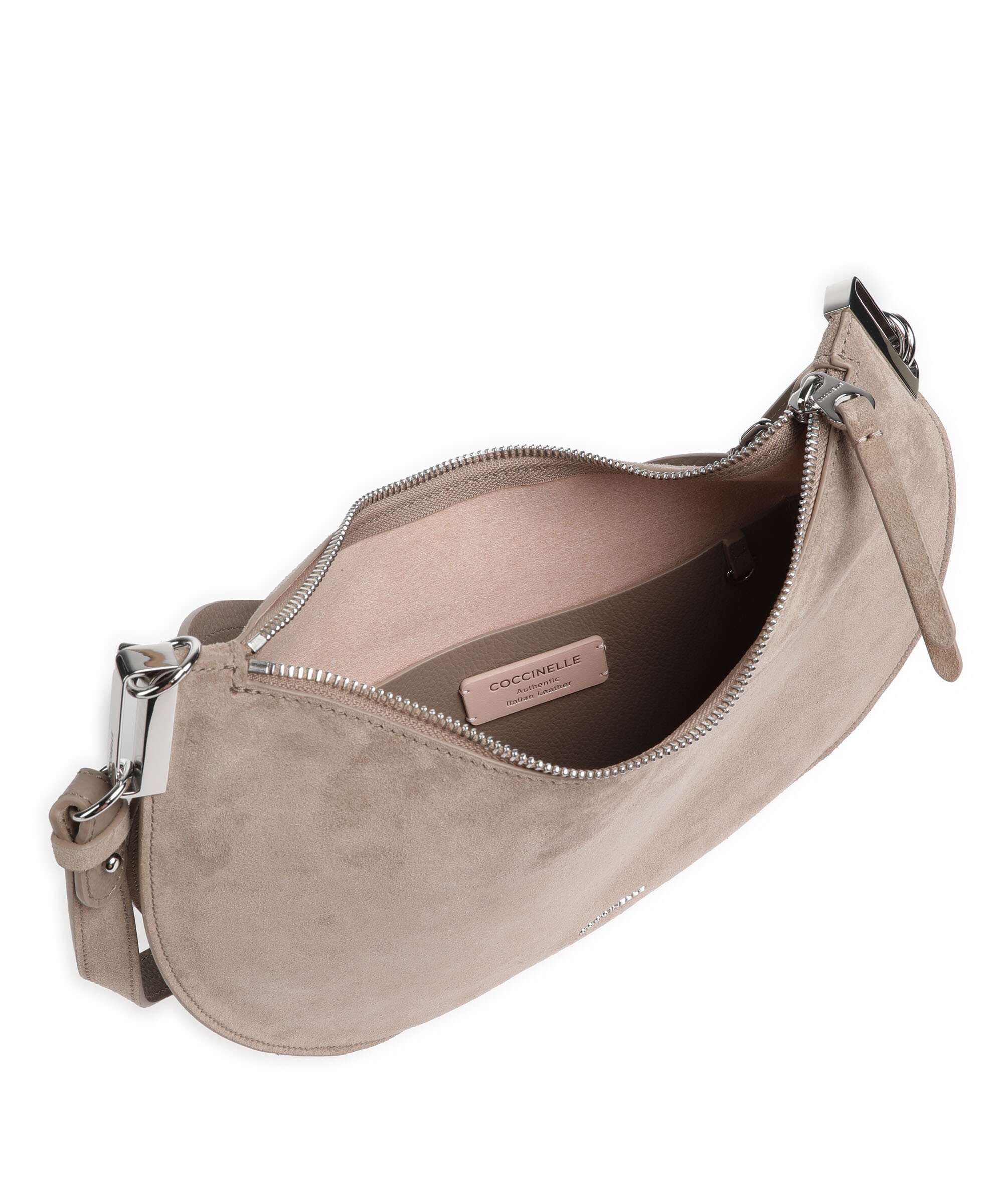 Coccinelle Sunup Suede Hobo bag warm taupe