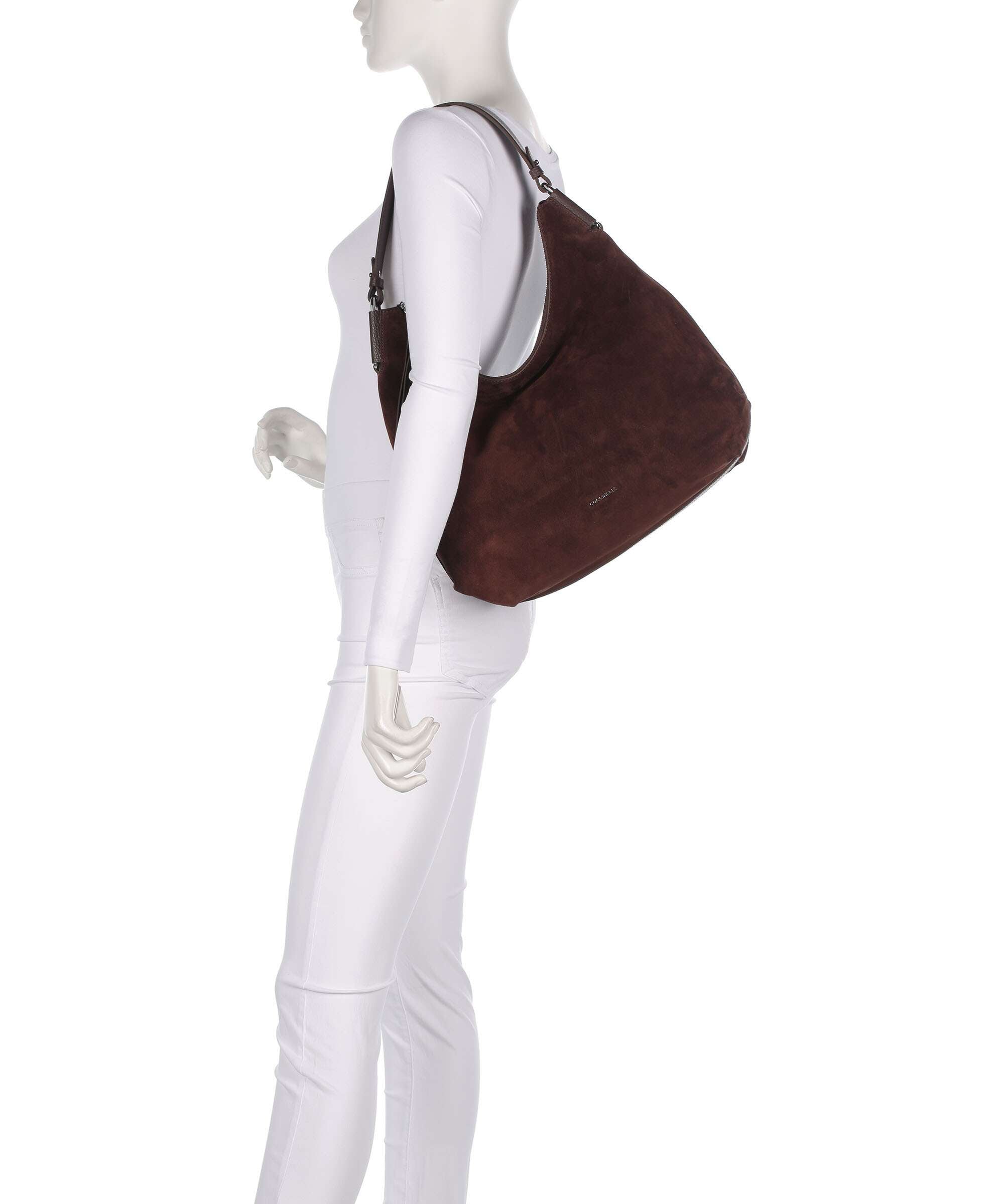 Coccinelle Rebekka Suede Hobo bag brunette