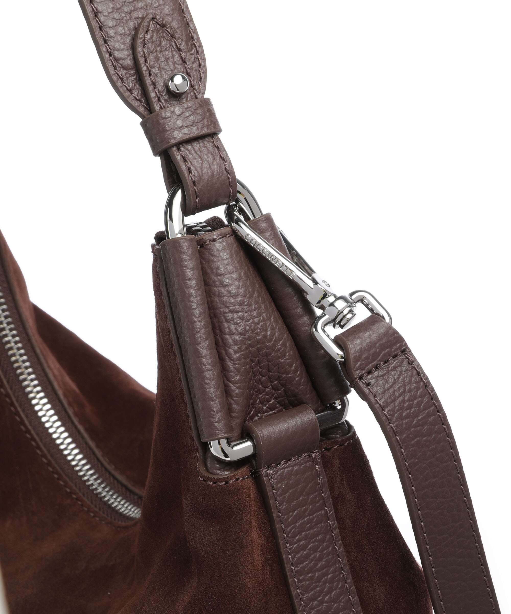 Coccinelle Rebekka Suede Hobo bag brunette