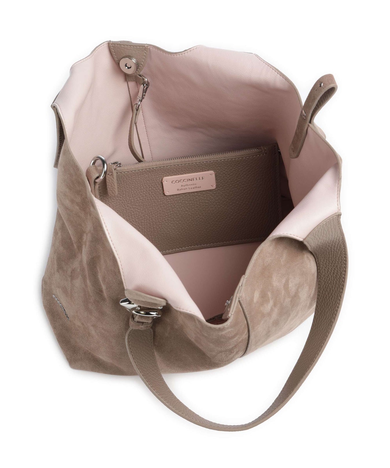 Coccinelle C-Easy Suede Hobo bag warm taupe