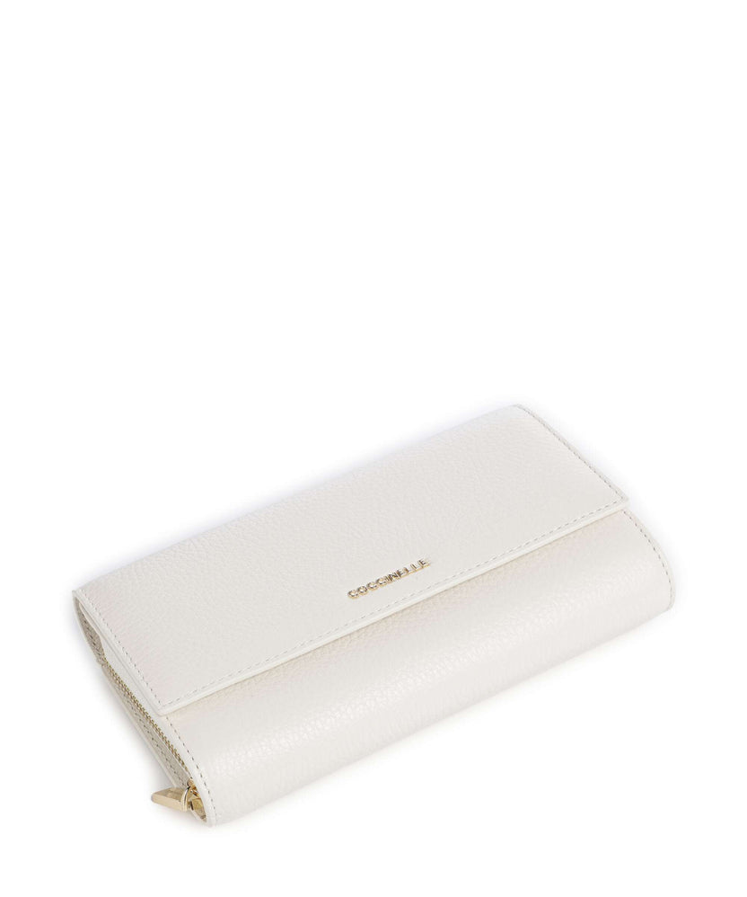 Coccinelle Metallic Soft RFID Wallet pearl