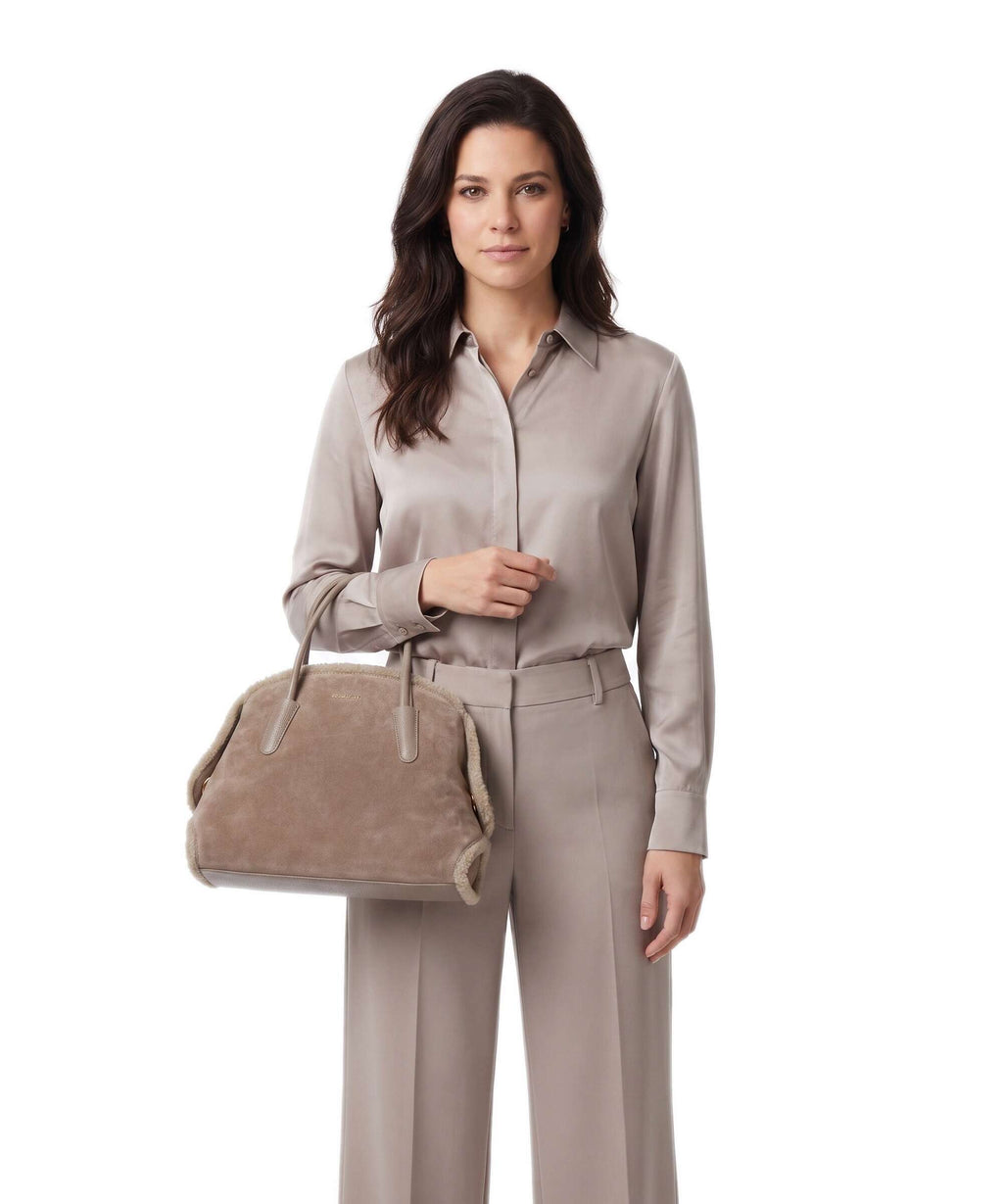 Coccinelle Tylde Suede Eco Handbag warm taupe