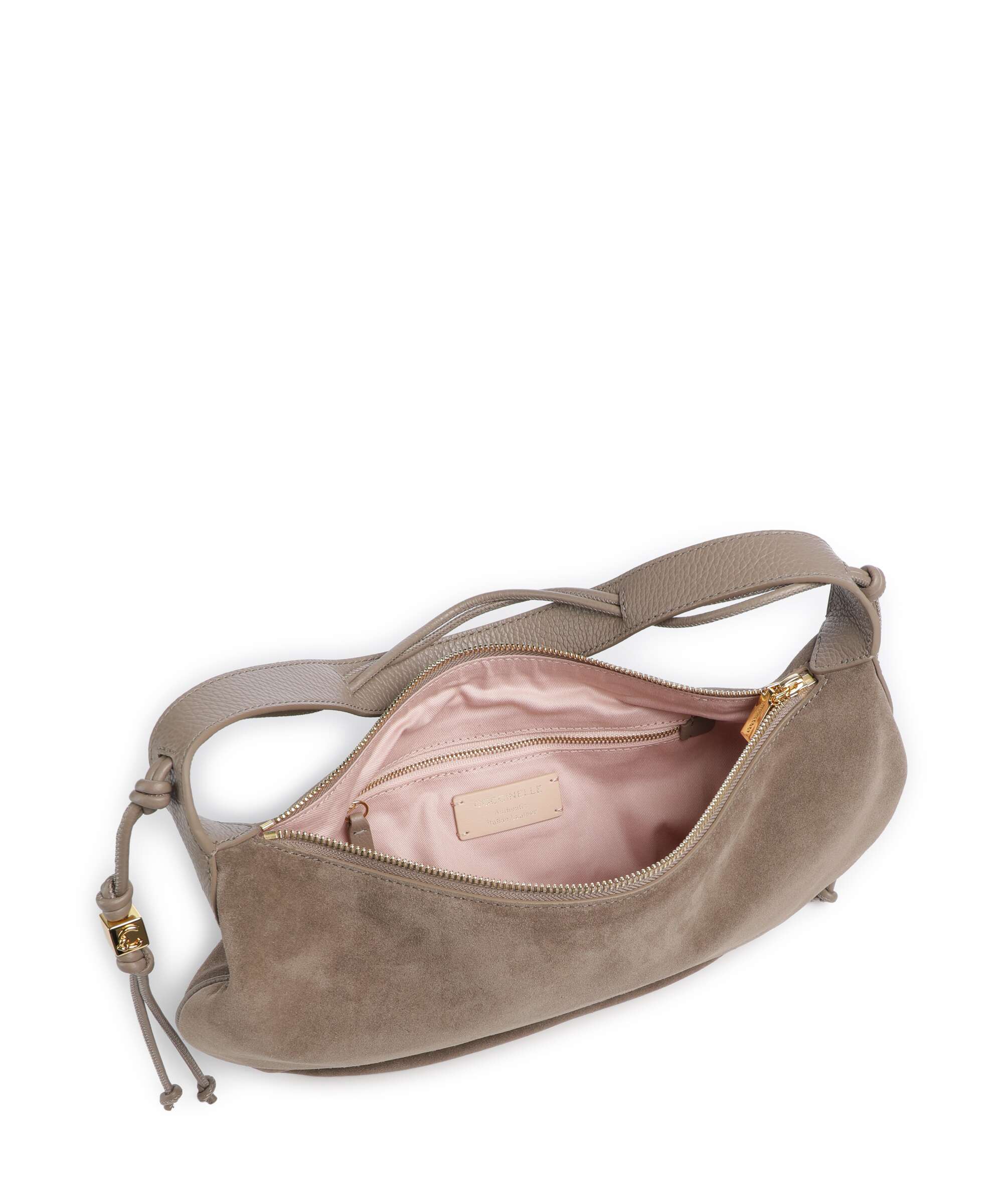 Coccinelle Thess Suede Hobo bag warm taupe