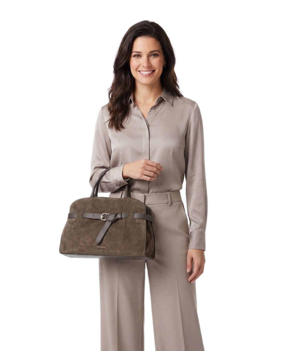 Coccinelle Sabine Suede Handbag fango