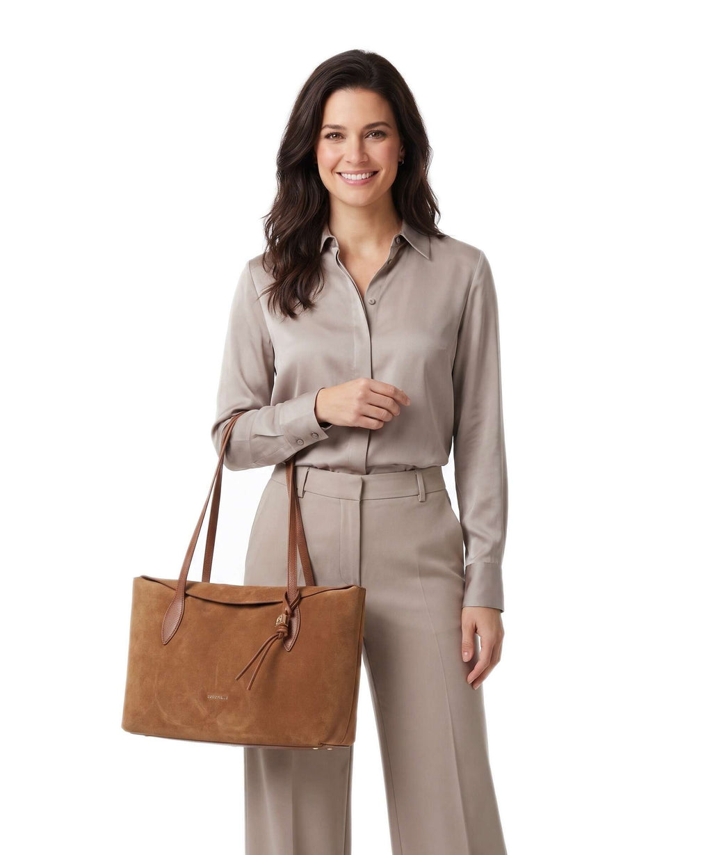 Coccinelle Thess Suede Tote bag cognac