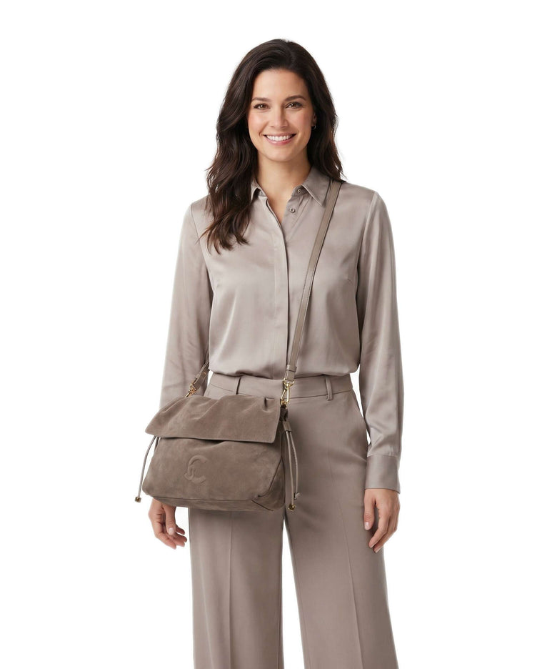 Coccinelle Lidia Suede Hobo bag warm taupe