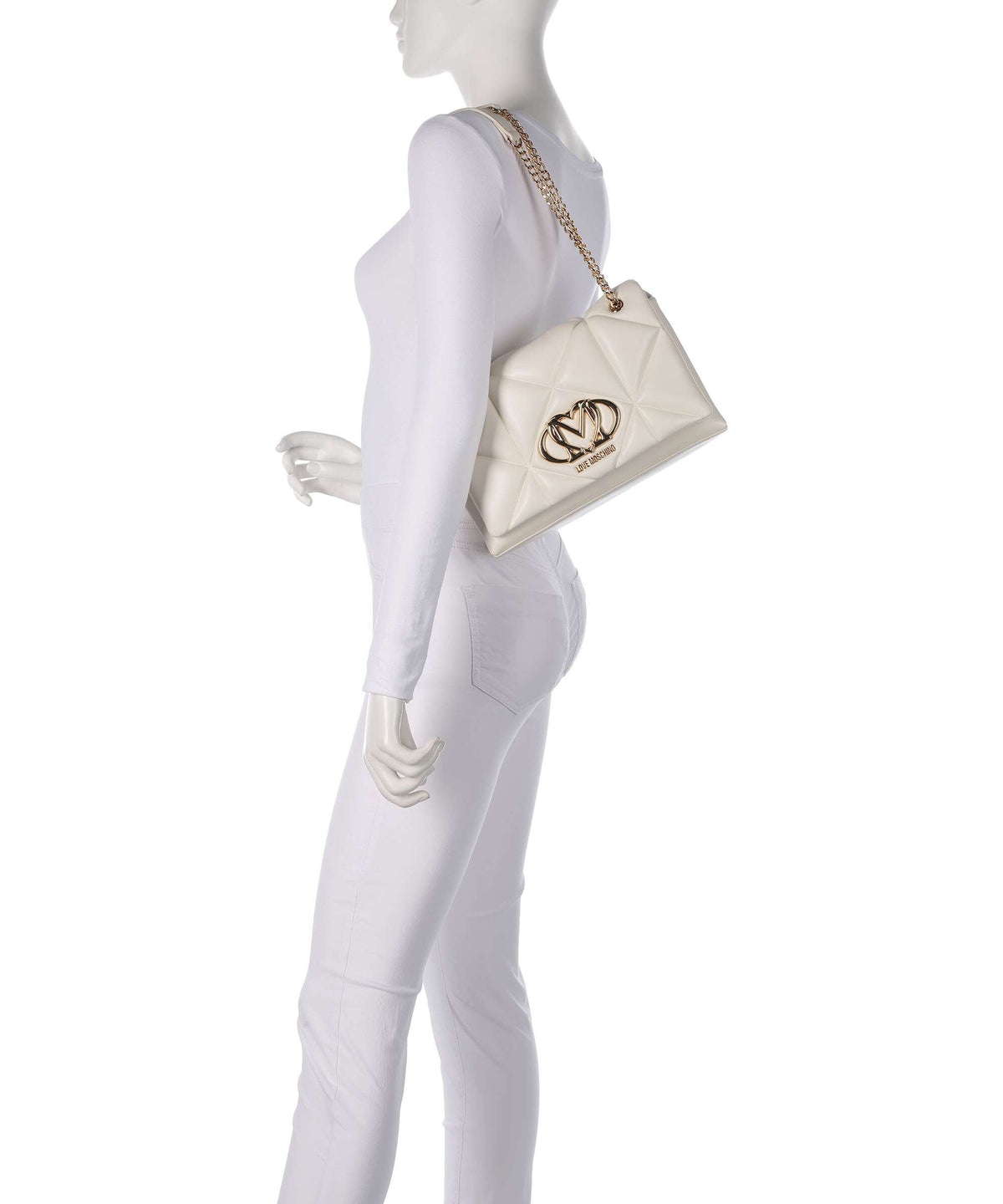 Love Moschino Embossed Q Shoulder bag ivory