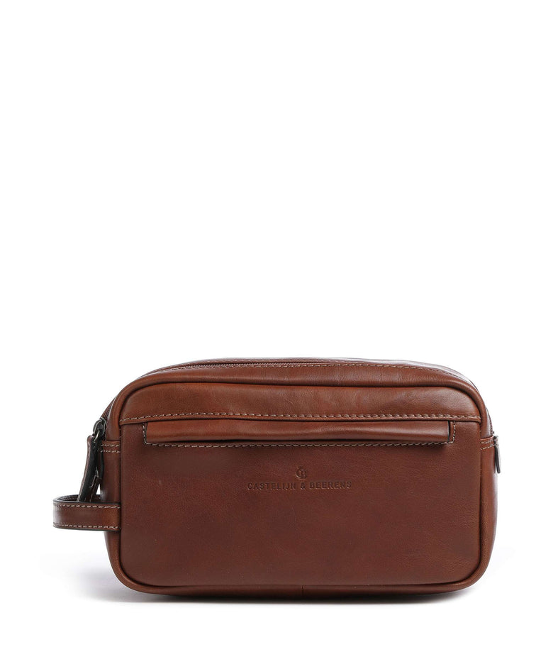 Castelijn & Beerens Verona Double Zip Toiletry bag light brown