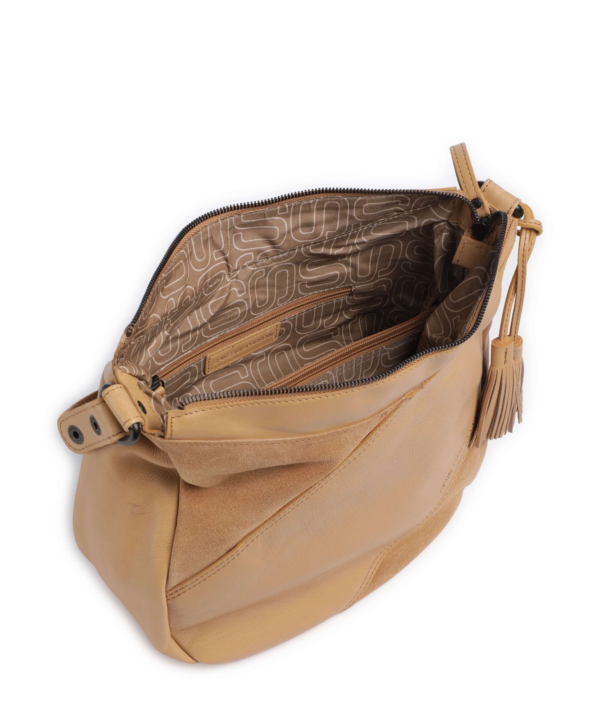 Spikes & Sparrow Suede Mix Natalia Hobo bag camel