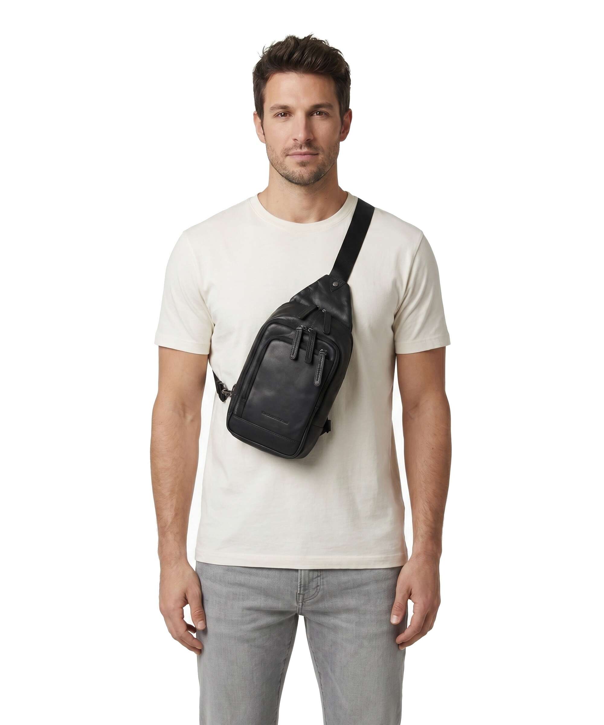 The Chesterfield Brand Wax Pull Up Cow Riga Sling bag black