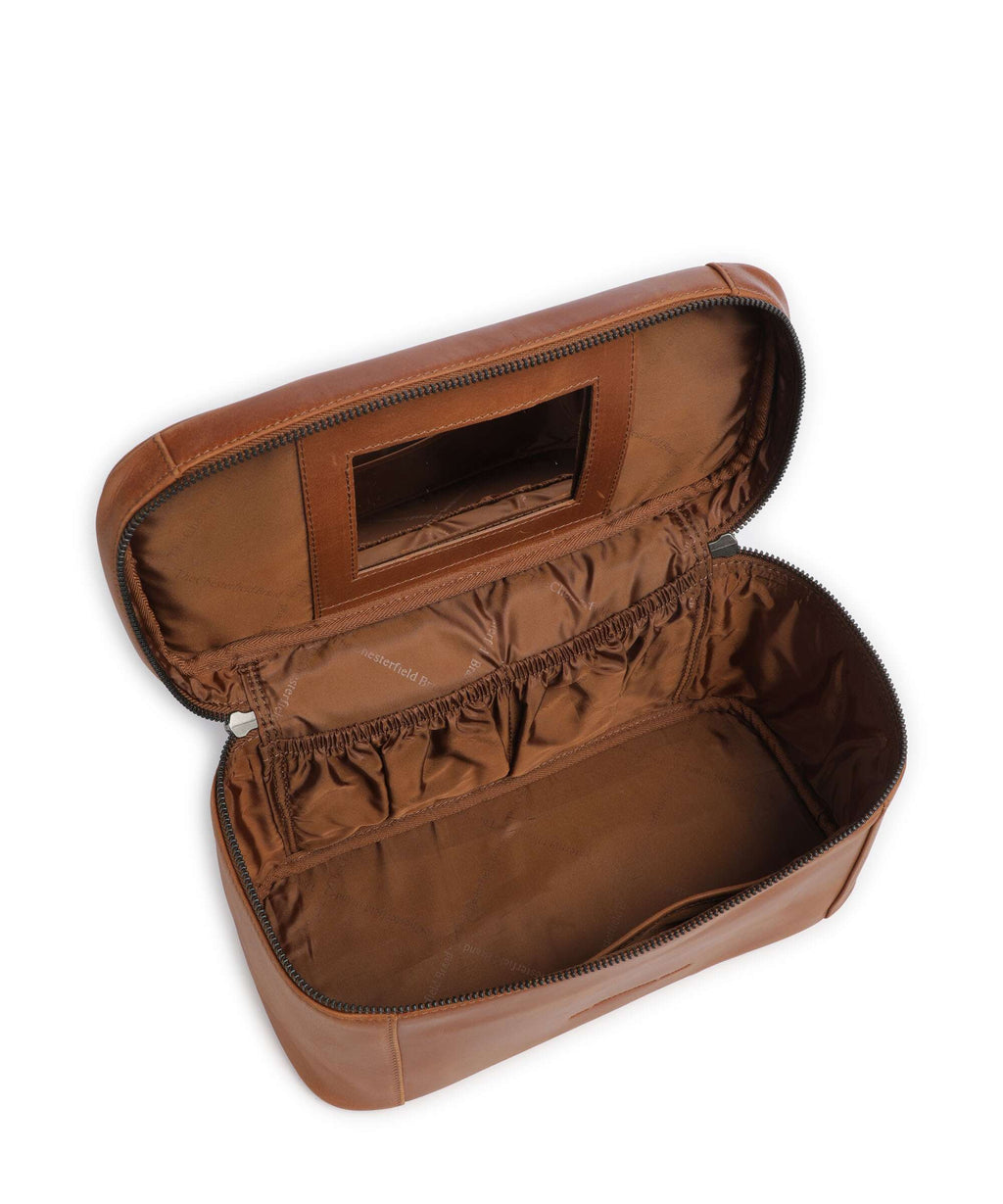 The Chesterfield Brand Wax Pull Up Cow Limone Toiletry bag cognac