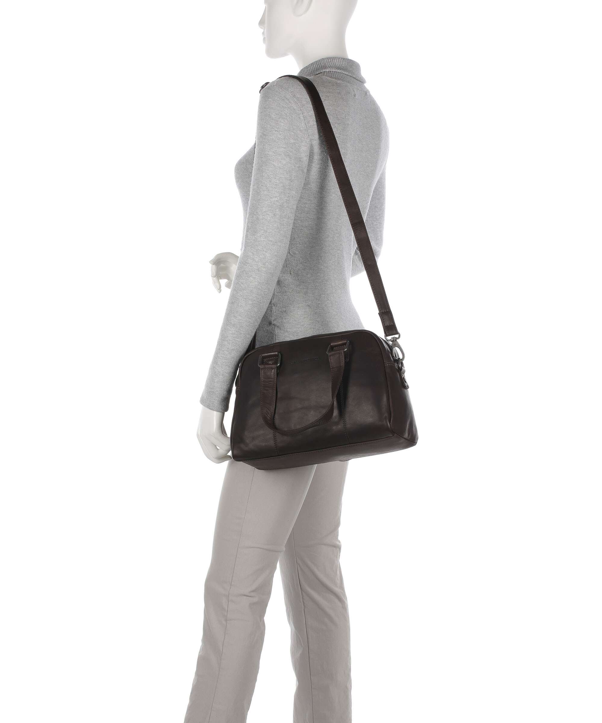 The Chesterfield Brand Cow Wax Pull Up Dover Handbag brown