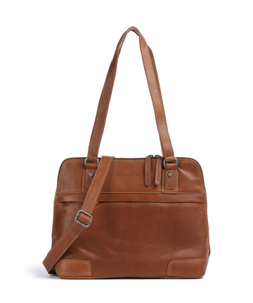 The Chesterfield Brand Cow Wax Pull Up Belgrado Axelremsväska cognac