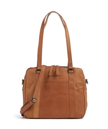 The Chesterfield Brand Cow Wax Pull Up Porlezza Axelremsväska cognac