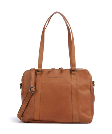 The Chesterfield Brand Cow Wax Pull Up Pretoria Axelremsväska cognac