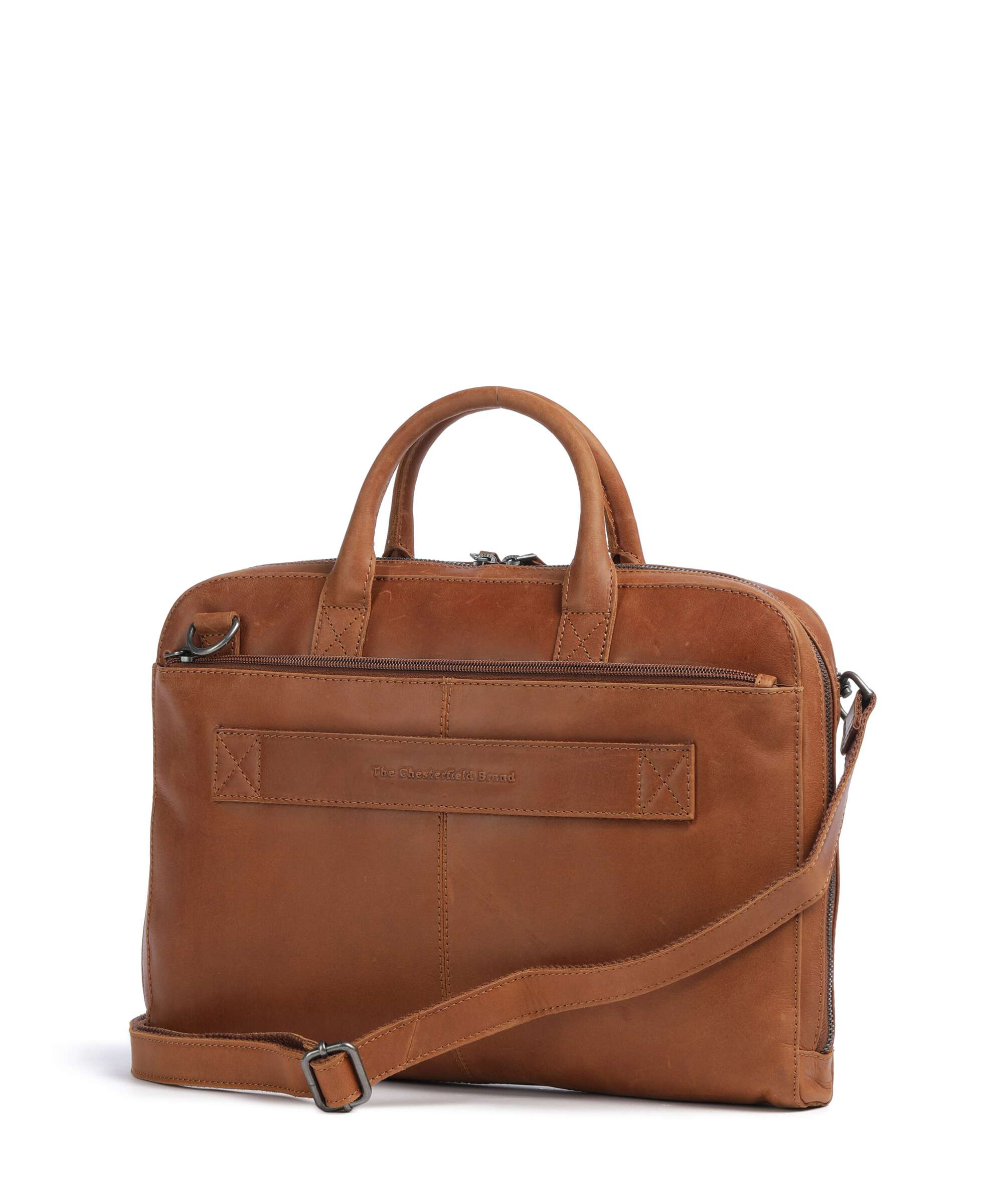 The Chesterfield Brand Wax Pull Up Cow Tilbury Briefcase cognac