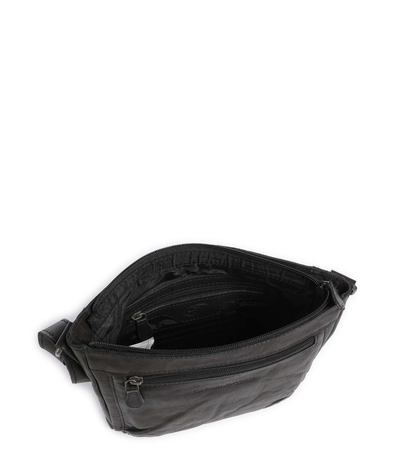 The Chesterfield Brand Washed Waxed Cow Aston Crossbody bag black