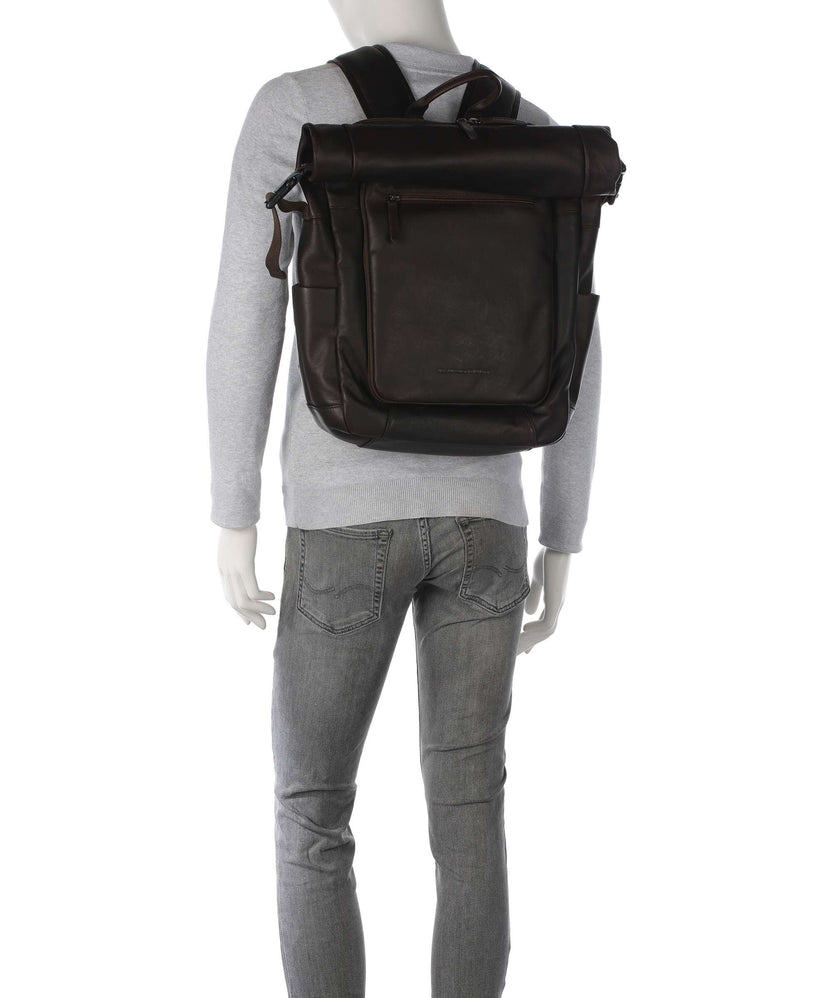 The Chesterfield Brand Wax Pull Up Cow Remo Rolltop backpack brown