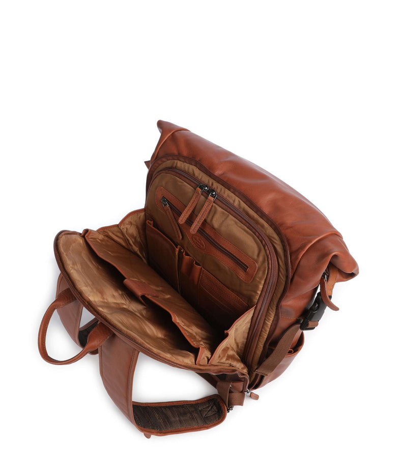 The Chesterfield Brand Wax Pull Up Cow Remo Rolltop backpack cognac