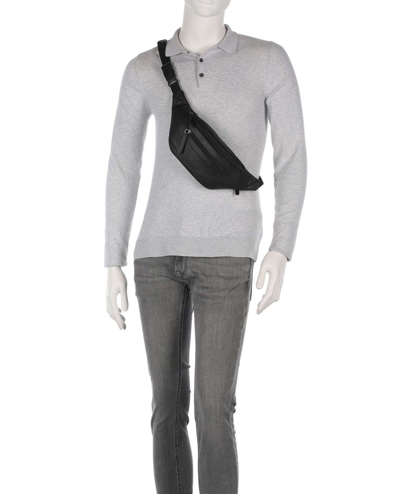 The Chesterfield Brand Wax Pull Up Cow Brana Fanny pack black