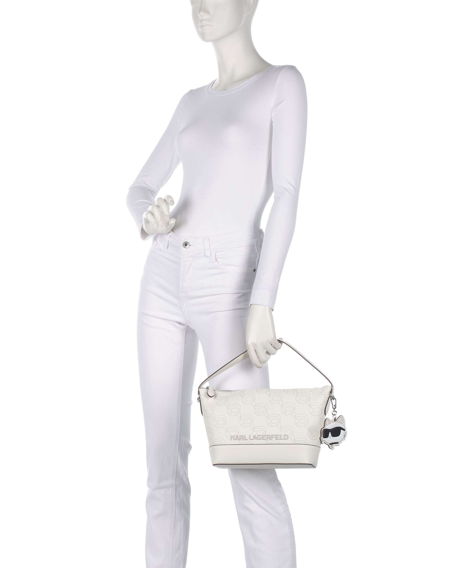 Karl Lagerfeld K/Ikonik Mono Hobo bag offwhite