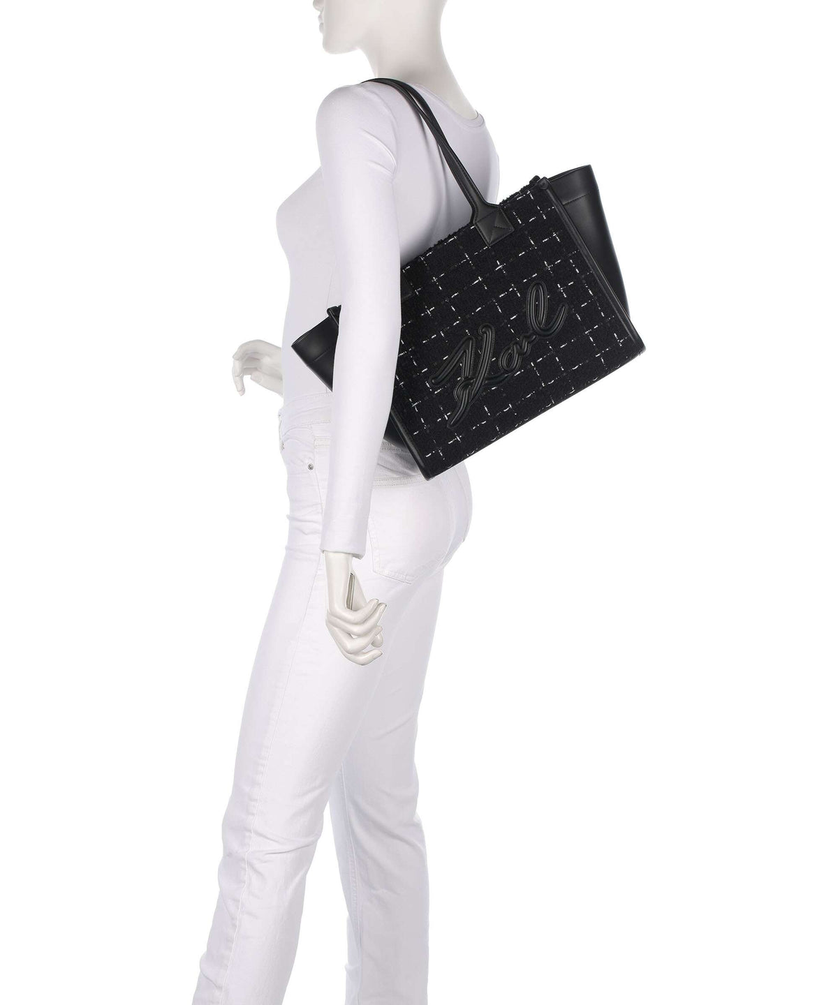 Karl Lagerfeld K/Skuare Medium Tote bag boucle/black/white