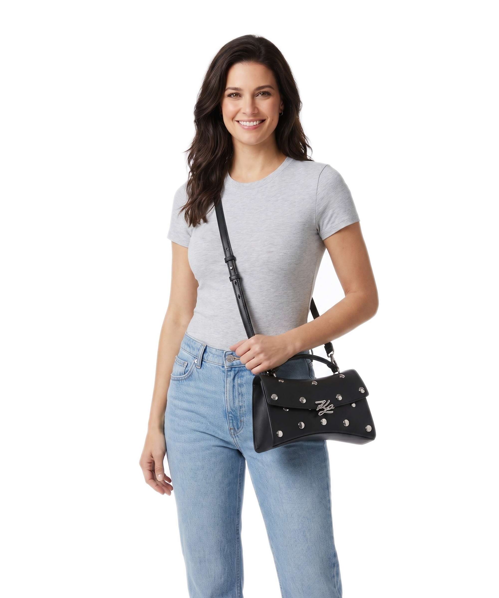 Karl Lagerfeld K/Autograph Twist Crossbody bag black embellishment